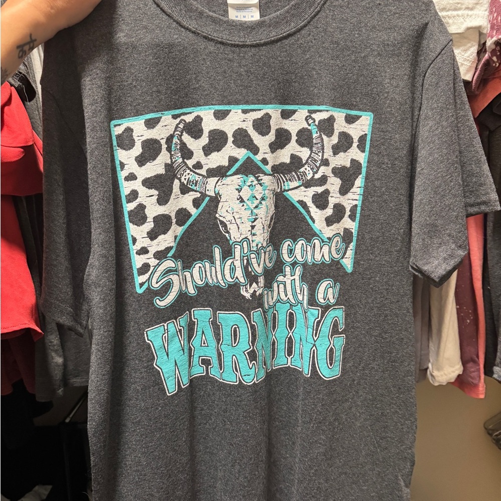 Gray Graphic T-Shirt with Bull Design